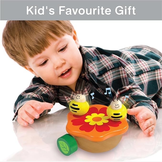 I'm Wooden Music Box Mechanism - Rock n Roll Dancing Bug on Flower Playing Minuet No.3 for Kids (Bee)