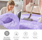OLANLY Light Purple Round Rugs for Bedroom - Machine Washable, 6 ft Circle Area Rugs for Living Room, Soft and Fluffy Shaggy Carpet for Teen Girls and Boys, Nursery Rooms, Dorms, Home Decor Aesthetic