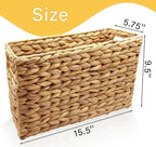 Hand-Woven Magazine Holder, Natural Magazine Basket Rack Water Hyacinth Narrow Basket Bin 15.5 x 5.75 x 9.5 Inch Magazine Wicker Basket for Storage, Bathroom, Office, Desk