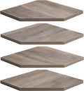 Fun Memories Corner Shelf Wall Mount, Corner Floating Shelves, Set of 4 Corner Wall Shelf Organizer, Rustic Wood Wall Storage Display Shelves for Living Room Bedroom Bathroom Kitchen, Rustic Grey