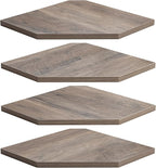 Fun Memories Corner Shelf Wall Mount, Corner Floating Shelves, Set of 4 Corner Wall Shelf Organizer, Rustic Wood Wall Storage Display Shelves for Living Room Bedroom Bathroom Kitchen, Rustic Grey
