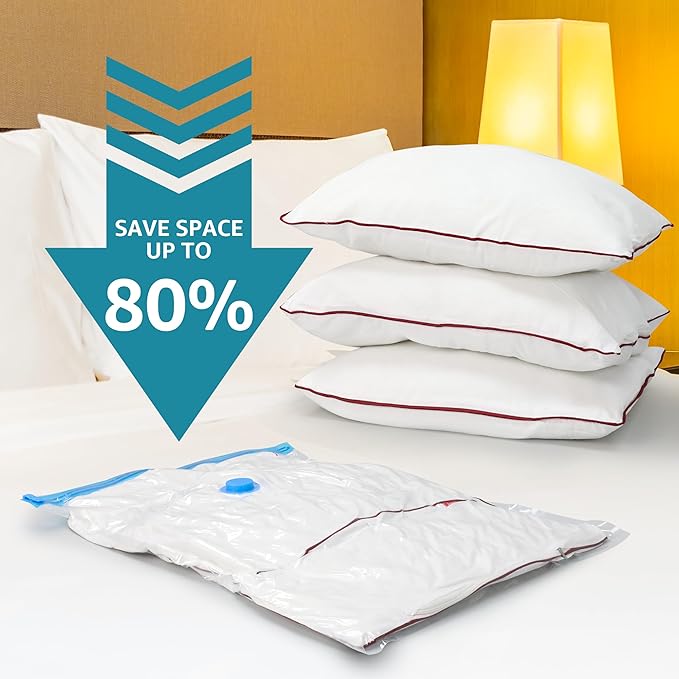 YSSOA Vacuum Storage Bags, 8pack-Jumbo Space Saver Vacuum Storage Bags, Vacuum Seal Bags for Clothing, Clothes, Comforters and Blankets Transparent