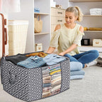 Direct 100L, 6 Pack, Storage Containers, Large Clothes Storage Bins Foldable Organization and Storage Bags with Reinforced Handle, Clear Window for Bedding, Blankets, Clothing, Grey