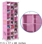 Libeder Hanging Closet Organizers 30 Section Shoe Shelves, Shoe Storage Hanging Shoe Rack, Space Saving Shoe Holder, Pink