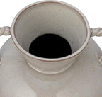 9.25 Inches Stoneware Vase with Twisted Handles and Reactive Glaze, Cream Color