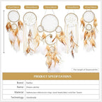 5 Pack Dream Catchers Sun Moon Design Large Handmade Boho Wall Hanging Ornament with Decorative Feathers for Boys Girls Bedroom Living Home Decoration (Brown)