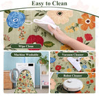 U'Artlines Indoor Door Mat Entrance Rug 2'x3'Soft Non Slip Machine Washable Floral Small Area Rug Carpet for Entryway Kitchen Bathroom Bedroom Green
