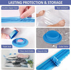 Cozy Essential Travel Vacuum Storage Bags with Rechargeable Cordless Electric Pump, Space Saver Bags for Luggage, Suitcase, Carry-On, for Clothes, Blankets, Comforters, Pillows, 15 Combo