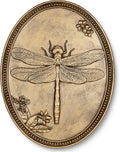 Vintage Dragonfly Wall Sculpture, Antique Wall Decor, Gold Wall Art, Hanging Decoration with Embossed Dragonfly Design, Vintage Decoration for Living Room Bedroom and Hallway, Housewarming Gift