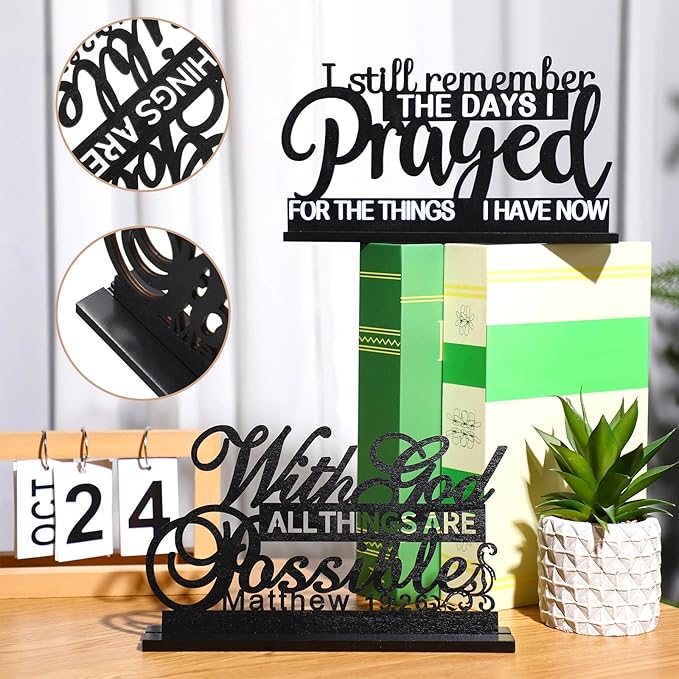 Jetec I Still Remember The Days I Prayed Sign Inspirational Table Blessed Signs Motivational Decor Farmhouse Table Home Centerpieces Faith Wooden Shelf for Living Room Office(Inspirational Style)