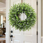26In Artificial Boxwood Wreaths for Front Door,Boxwood Spring Summer Door Wreath,Artificial Greenery Wreath, Hanging for Home Porch Farmhouse Window Wedding Party Decor All Year Round Indoor Outdoor