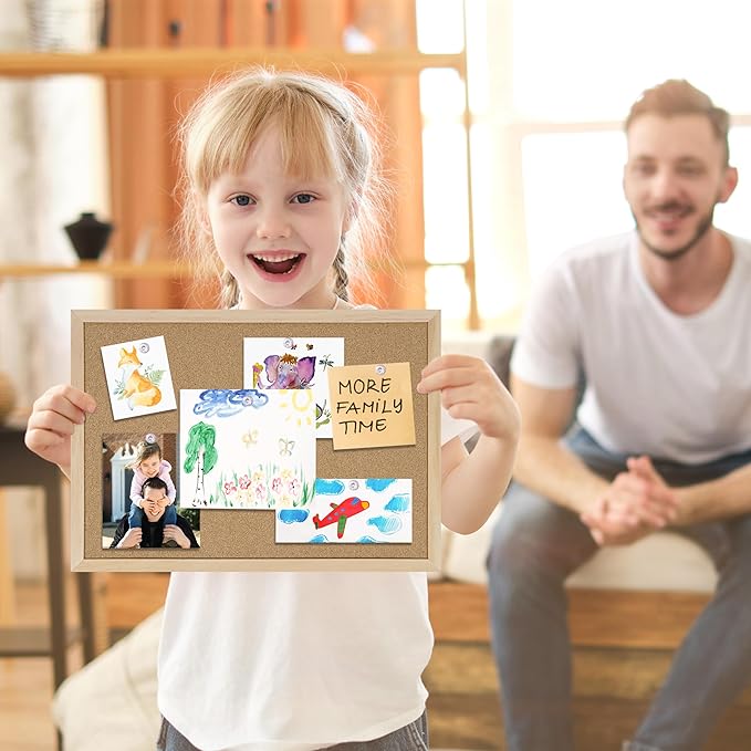 DAHAPYBOO Cork Board Bulletin Board 2 Pack,17"X12" Cork Board for Office with Pin Oak Wood Boards,Hanging Corkboards for Office Home School Message Board or Vision Board Decoration