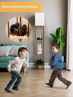 Floor Lamp with Shelves for Living Room Walnut Brown, Shelf Floor Lamp with 3 CCT LED Bulb, Corner Display Standing Column Lamp Etagere Organizer Tower Nightstand with White Linen Shade for Bedroom