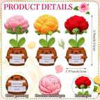 Wavwavw 3 Pack Teacher Appreciation Gift Positive Flower Handmade Crochet Doll Thank You for Helping Me Grow Gifts Back to School Gifts for Women Teacher(Rose Flower)