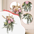 Qianly Artificial Floral Swag Garland Outdoor Indoor, Decorative, Flower Teardrop Wreath, Hanging for Office Holidays Festivals Wall, Purple