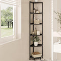 Hzuaneri Corner Shelf Stand, Corner Bookshelf, Storage Standing Shelf Unit with Metal Frame, Plant Stand, Bookcase for Living Room, Home Office, Bedroom, 6-Tier Black CS06006B