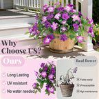 Artificial Hanging Faux Flowers for Outdoors Planters 2PCS Fake Flowers Silk Hibiscus Flowers for Outside Outdoor Faux Hanging Plants UV Resistant Spring Home Front Porch Decoration