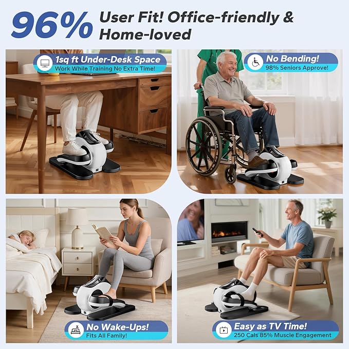 Under Desk Elliptical Machine, Ellipse Leg Exerciser As Seen On Tv While Sitting for Seniors, Pedal Exerciser with 15 Level Adjustable Resistance & 5 Auto Mode Fully Assembled Home Office