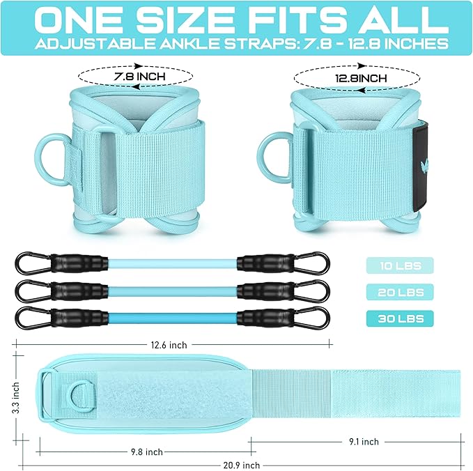 Ankle Resistance Bands with Cuffs, Ankle Bands for Working Out, Ankle Resistance Band for Legs and Glutes Workout Equipment, Butt Exercise Equipment for Women