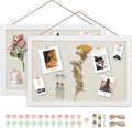 AKTOP 2-Pack Cork Board Bulletin Board 16x11 inch, Small Framed Corkboard with Linen for Wall, Hanging Pin Board Picture Board for Home Office Decor, Cute Vision Board with 25 Pushpins (Vintage White)