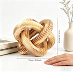 Wood Knot Chain Link Decor - 3 Link Boho Wooden Hand Carved Decorative Wooden Links Knots for Coffee Table Entryway Modern Farmhouse Shelf Decoration (Burn Color)