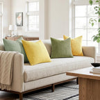 MIULEE Boho Farmhouse Yellow Green Throw Pillow Covers 18x18 Inch Set of 4 Mordern Nordic Cushion Covers Soft Corduroy Spring Home Decor for Couch Bed Sofa Living Room