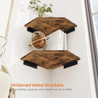 Homode Corner Shelf Wall Mount, Set of 4 Floating Corner Shelves with Cord Hole for Cable Box, Wood Corner Hanging Shelves for Bathroom Bedroom Kitchen, Rustic Brown