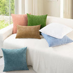 CaliTime Throw Pillow Covers Decorative 26 X 26 Inches Pack of 2 Cozy Chenille Cushion Cases for Couch Sofa Bed Living Room Home Smoke Blue