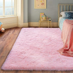 Pink Rug for Girls Bedroom, 5x7 Area Rug for Cute Girls Room, Bedside Indoor Floor Fluffy Shag Carpet, Plush Soft Rug for Living Room Nursery Dorm Home Decor