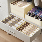 DIMJ Sock Organizer Drawer Organizer - Closet Organization and Storage, Underwear Drawer Organizer for Storing Socks, Handkerchiefs, Ties, Belts, Beige