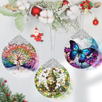 Charming Gnome Stained Glass Ornament - Christmas Tree Decor, Gnome Ornaments for Christmas