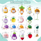VioraWhite 18 Pcs Emotional Crochet Bulk Desk Accessories,Positive Handmade Fruit Vegetable Support Knitted Decorations with Cheer Cards, Motivational Appreciation Gifts for Coworkers Staff Adults