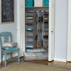 Household Essentials 10-Shelf Wide Hanging Shoe Organizer, Soft and Durable Polyester, Versatile, Breathable, Stylish, Compact, Sturdy Hooks for Rod or Wire Closets, Gray