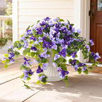 Homsunny Artificial Fake Flowers Plants for Outdoor Decoration, 2 Pcs Faux Silk Flower Bougainvillea Vines Look Real UV Resistant for Home Porch Patio Balcony Yard Spring Decor(Purple)