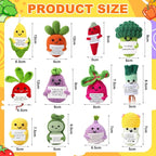HunnmingRe 12 Pcs Cute Crochet Doll with Positive Card Soft Wool Animals Creative Knitting Dolls for Positive Support Inspirational Birthday Encouragement Gift(Vegetable Style)