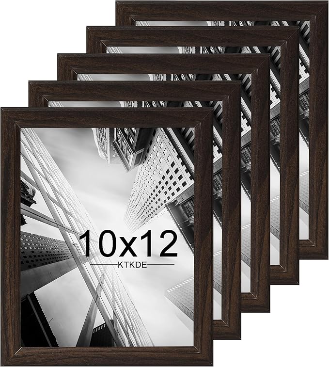 KTKDE 10x12 Picture Frame Set of 5,Wooden frames walnut, Vertical & Horizontal Wall Hanging for Wall or Tapletop Display,Studio Gallery Photo Frame for Photos, Posters & Art Prints