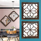Wocred Set of 4 Mirrors Square Wall Mirror,Gorgeous Rustic Farmhouse Accent Mirror,Caramel Color Entry Mirror for Bathroom Renovation,Bedrooms,Living Rooms and More (12”x12”4pcs)