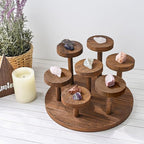 Ikee Design 7-Tier Wooden Display Riser for Jewelry, Accessories, and Collectibles items Wooden Jewelry and Figurine Display Risers, Multilevel Stand for Action Figures and Home Decor, Brown Color