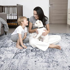 10x12 Area Rug Living Room Rug: Washable Modern Abstract Soft Thin Rug Indoor Floor No Slip Stain Resistant Carpet for Bedroom Dining Room Farmhouse Nursery Home Office - Grey