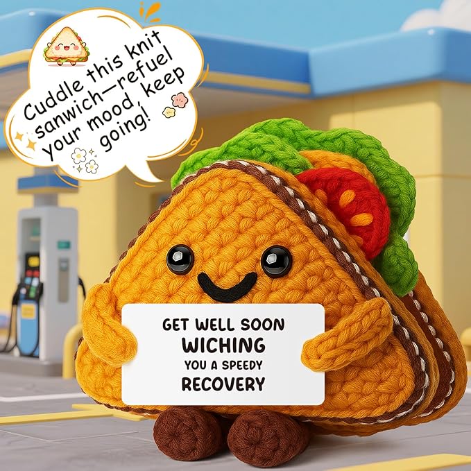 MY-ALVVAYS Funny Get Well Soon Sandwich Positive for Friend Women Men, Handmade Recovery Encouragement Gift, Thinking of You Present Collectible Doll