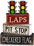 Lineshading 4 Pcs Racing Birthday Party Decoration Race Car Table Decorations Wooden Traffic Light Decor Racing Car Table Centerpieces for Photo Props Decor Birthday Party Supplies