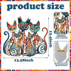 Wesiti Cat Wall Art Decor Iron Wall Sculptures Decor for Cats Lover 13.58 x 12.40 Inches Colorful Mid Century Cat Retro Signs for Home Living Room Bedroom Kitchen Office(Timeless)