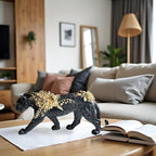 Cheetah Statue Black Gold Leopard Sculpture Home Decor Leopard Sculpture Resin Handmade Sitting Suitable for Living Room Table Center Bedroom Gift for Woman Father