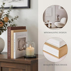 JARLINK Beautiful Decorative Books, Set of 3 Stackable Fake Books for Coffee Table, Shelf & Mantel Decor - Modern Home Decoration with Hidden Storage for Photos, Keepsakes & Living Room Styling, Brown