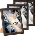 KTKDE 5x7 Picture Frame Set of 3,Walnut Wooden frames, Vertical & Horizontal Wall Hanging for Wall or Tapletop Display,Studio Gallery Photo Frame for Photos, Posters & Art Prints