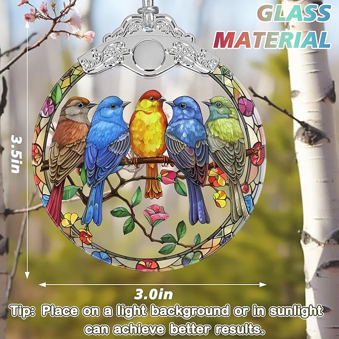 Christmas Ornaments - Stained Glass Christmas Decor - Birds Ornaments for Christmas Tree - Christmas Tree Ornament - Bird Lover Gift - Gifts for Friends - Xmas Gift Ideas - Gift Exchange