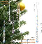 12pcs Crystal Icicle Christmas Tree Ornaments, Glass Beads Hanging Chandelier Pendants for Christmas Party Wedding Winter Decorations (Multicolor)