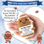 Belatelove Papa Gifts from Son Daughter Wife, Positive Handmade Crochet Dad Father's Day Birthday Gifts, Funny Cute Small Gift for Dads, I Love You Papa Gift Idea, Unique Football Doll for Bonus Dad