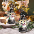 Christmas Snow Globes, Christmas Snowman Snow Globes Lantern with 8 Songs, 6H Timer Battery & USB Powered Glitter Music Box for Christmas Table Decorations Home Decor