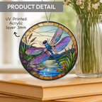 2025 Christmas Ornaments, Christmas Tree Ornaments Acrylic, Faux Stained Glass Effect White Elephant Gifts Exchange, Unique Suncatcher Xmas Stocking Stuffers for Women, Men (Dragonfly)